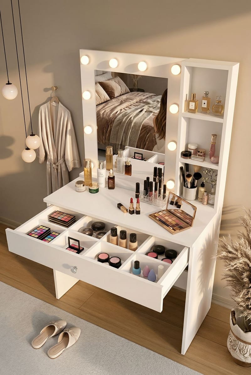 Darrowe Sminkbord 80x147x42,5 cm - Vit - Möbler - Bord & matgrupp - Sminkbord & toalettbord