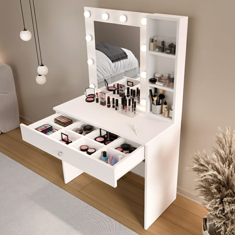 Darrowe Sminkbord 80x147x42,5 cm - Vit - Möbler - Bord & matgrupp - Sminkbord & toalettbord
