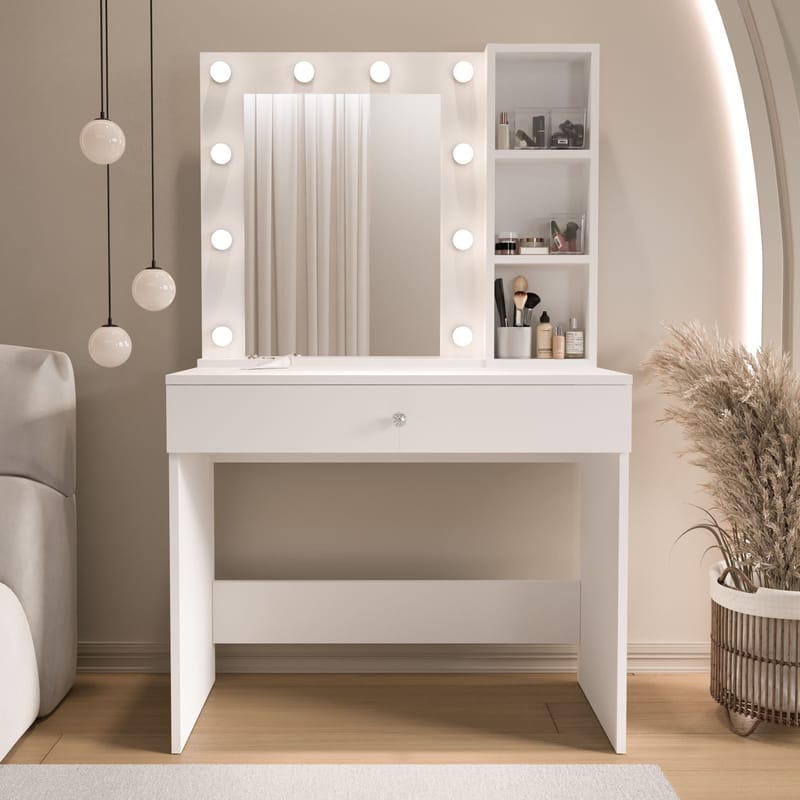 Darrowe Sminkbord 80x147x42,5 cm - Vit - Möbler - Bord & matgrupp - Sminkbord & toalettbord