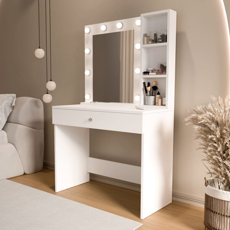 Darrowe Sminkbord 80x147x42,5 cm - Vit - Möbler - Bord & matgrupp - Sminkbord & toalettbord