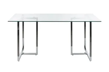 Davson Rektangulärt Matbord 160 cm med Glasskiva och Metallutseende - Transparent - Möbler - Bord & matgrupp - Matbord & köksbord