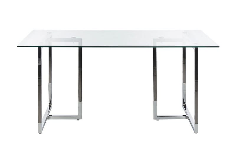 Davson Rektangulärt Matbord 160 cm med Glasskiva och Metallutseende - Transparent - Möbler - Bord & matgrupp - Matbord & köksbord