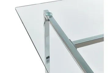 Davson Rektangulärt Matbord 160 cm med Glasskiva och Metallutseende - Transparent - Möbler - Bord & matgrupp - Matbord & köksbord