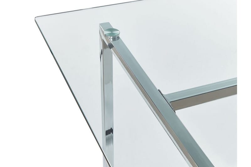 Davson Rektangulärt Matbord 160 cm med Glasskiva och Metallutseende - Transparent - Möbler - Bord & matgrupp - Matbord & köksbord