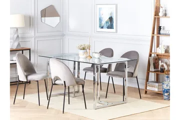Davson Rektangulärt Matbord 160 cm med Glasskiva och Metallutseende - Transparent - Möbler - Bord & matgrupp - Matbord & köksbord