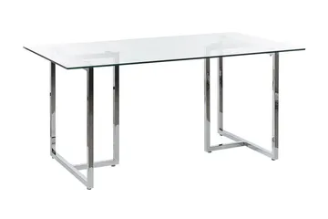 Davson Rektangulärt Matbord 160 cm med Glasskiva och Metallutseende - Transparent - Möbler - Bord & matgrupp - Matbord & köksbord