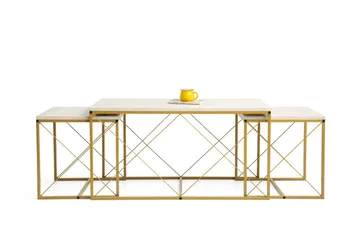 Defneia Soffbord 100 cm - Guld/Marmor - Möbler - Bord & matgrupp - Soffbord