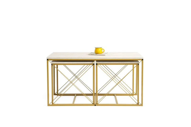 Defneia Soffbord 100 cm - Guld/Marmor - Möbler - Bord & matgrupp - Soffbord