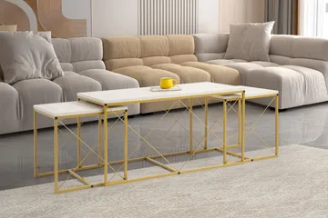 Defneia Soffbord 100 cm - Guld/Marmor - Möbler - Bord & matgrupp - Soffbord