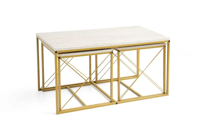 Defneia Soffbord 100 cm - Guld/Marmor - Möbler - Bord & matgrupp - Soffbord