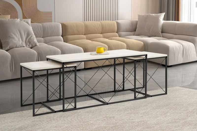 Defneia Soffbord 100 cm - Svart/Marmor - Möbler - Bord & matgrupp - Soffbord