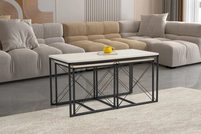 Defneia Soffbord 100 cm - Svart/Marmor - Möbler - Bord & matgrupp - Soffbord