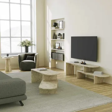 Deliones Soffbord 100 cm - Travertin - Möbler - Bord & matgrupp - Soffbord