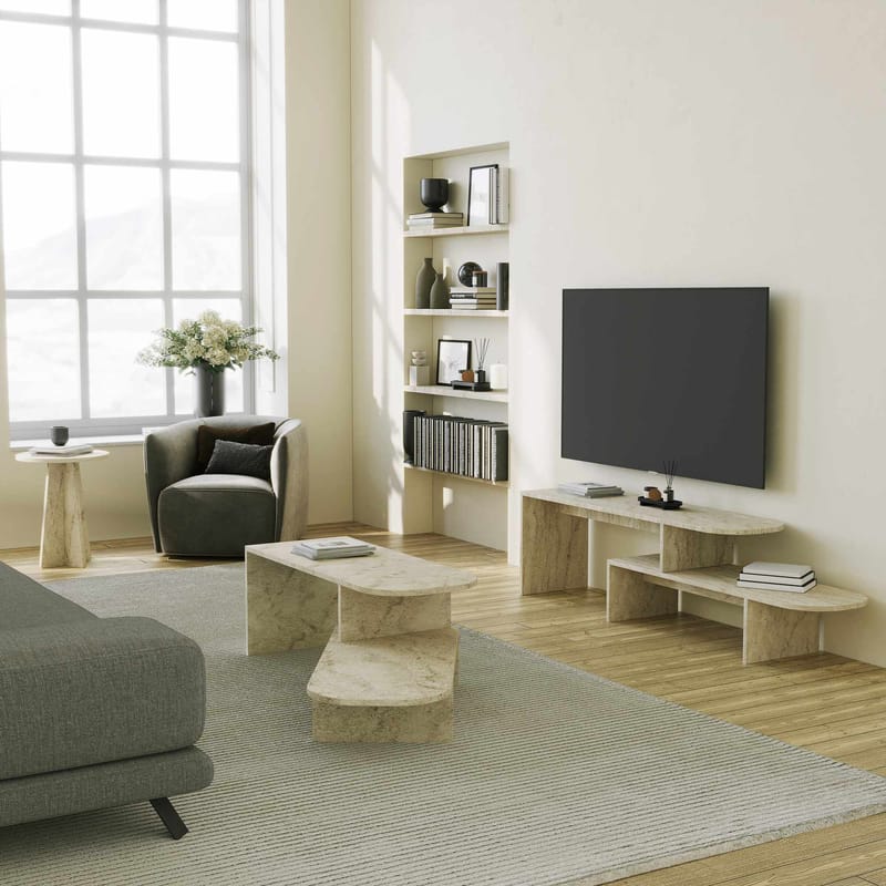 Deliones Soffbord 100 cm - Travertin - Möbler - Bord & matgrupp - Soffbord