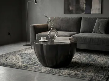 Denora Runt soffbord i aluminium med blomformad bordsskiva - svart - Möbler - Bord & matgrupp - Soffbord
