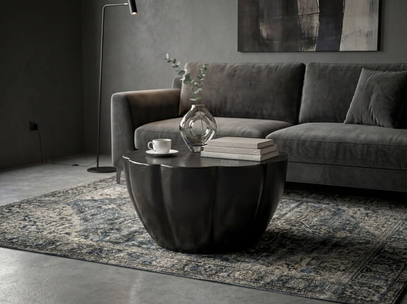 Denora Runt soffbord i aluminium med blomformad bordsskiva - svart - Möbler - Bord & matgrupp - Soffbord