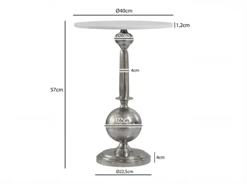 Derva Runt sidobord 40 cm med bordsskiva i äkta marmor - silver och vit - Möbler - Bord & matgrupp - Barbord & ståbord