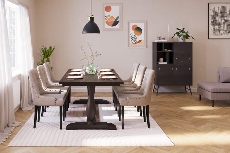 Dijon Matgrupp 200 cm med 6 Viktoria Matstol - 952430-6,704630-1 - Brun - Möbler - Bord & matgrupp - Matgrupp