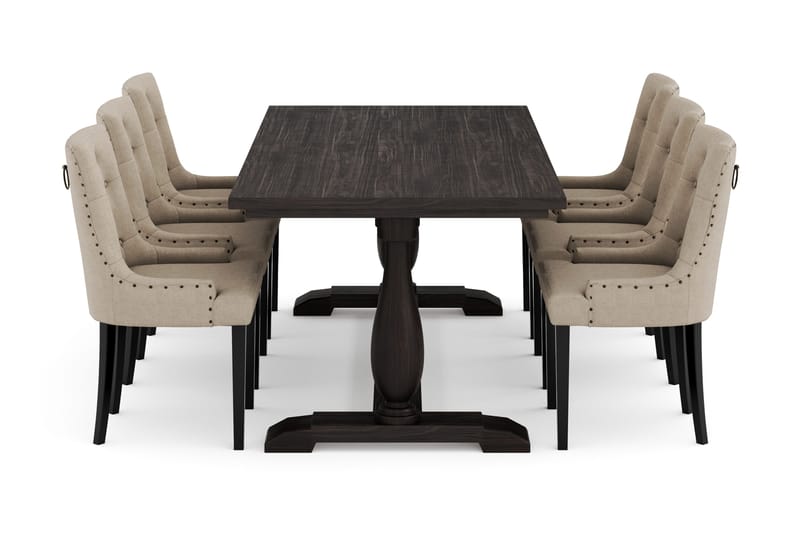 Dijon Matgrupp 200 cm med 6 Viktoria Matstol - 952430-6,704630-1 - Brun - Möbler - Bord & matgrupp - Matgrupp