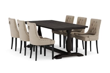 Dijon Matgrupp 200 cm med 6 Viktoria Matstol - 952430-6,704630-1 - Brun - Möbler - Bord & matgrupp - Matgrupp