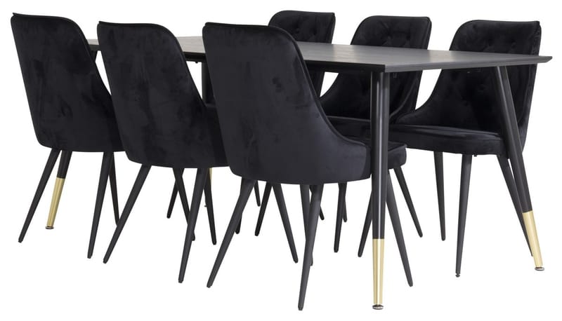 Dipp Matbord 180 cm med 6 Velvet Deluxe Sammetstol - Möbler - Bord & matgrupp - Matgrupp