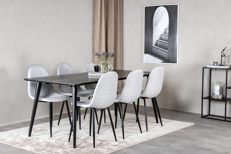 Dipp Matbord 180 cm med 6 Polar Matstol