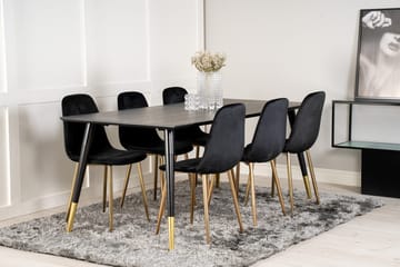 Dipp Matbord 180 cm med 6 Polar Köksstol Sammet - Möbler - Bord & matgrupp - Matgrupp