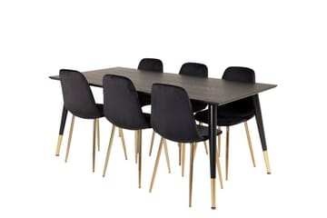 Dipp Matbord 180 cm med 6 Polar Köksstol Sammet - Möbler - Bord & matgrupp - Matgrupp