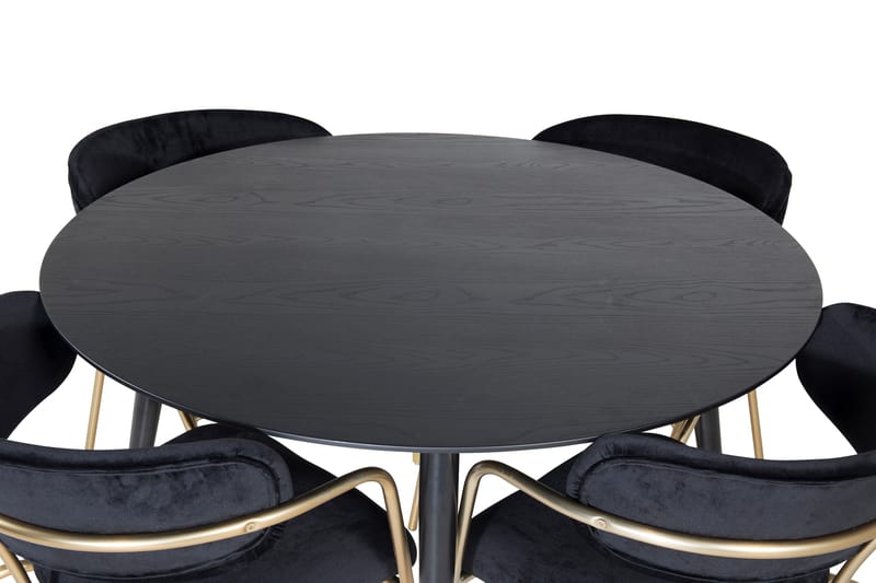 Dipp Matgrupp 115 cm Rund med 4 Arrow stolar - Svart/Guld - Möbler - Bord & matgrupp - Matgrupp