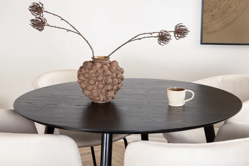 Dipp Matgrupp 115 cm Rund med 4 Berit stolar - Beige - Möbler - Bord & matgrupp - Matgrupp