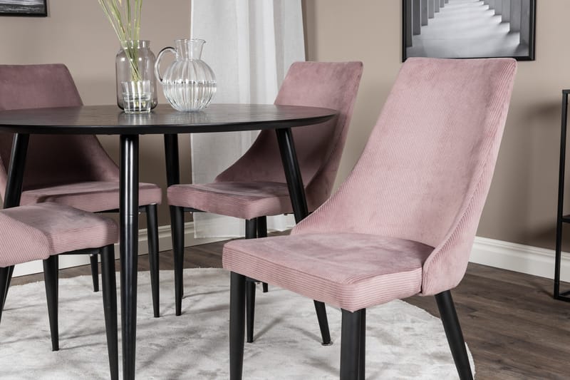 Dipp Matgrupp 115 cm Rund med 4 Leone stolar - Svart - Möbler - Bord & matgrupp - Matgrupp