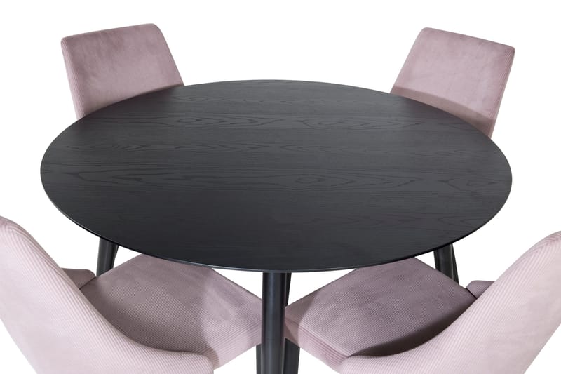 Dipp Matgrupp 115 cm Rund med 4 Leone stolar - Svart - Möbler - Bord & matgrupp - Matgrupp