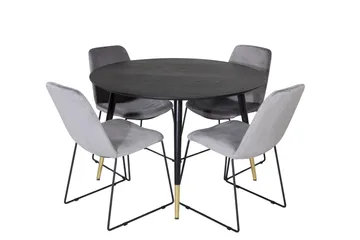 Dipp Matgrupp 115 cm Rund med 4 Muce stolar - Svart/Guld - Möbler - Bord & matgrupp - Matgrupp