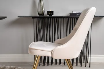 Dipp Matgrupp 115 cm Rund med 4 Velvet Deluxe stolar - Beige - Möbler - Bord & matgrupp - Matgrupp