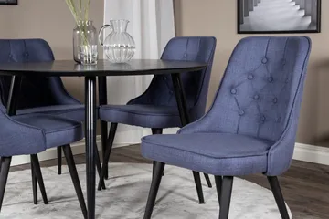 Dipp Matgrupp 115 cm Rund med 4 Velvet Deluxe stolar - Svart - Möbler - Bord & matgrupp - Matgrupp