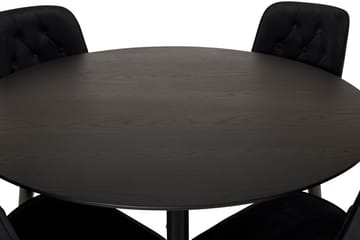 Dipp Matgrupp 115 cm Rund med 4 Velvet Deluxe stolar - Svart/Guld - Möbler - Bord & matgrupp - Matgrupp
