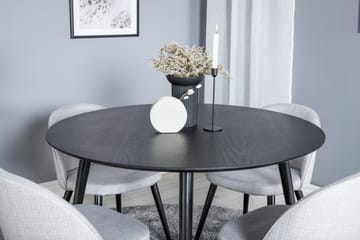 Dipp Matgrupp 115 cm Rund med 4 Velvet Stolar - Svart - Möbler - Bord & matgrupp - Matgrupp