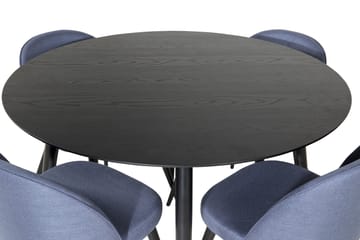 Dipp Matgrupp 115 cm Rund med 4 Velvet stolar - Svart - Möbler - Bord & matgrupp - Matgrupp