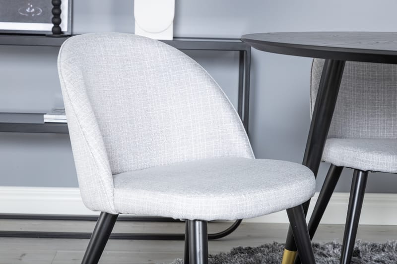 Dipp Matgrupp 115 cm Rund med 4 Velvet Stolar - Svart - Möbler - Bord & matgrupp - Matgrupp