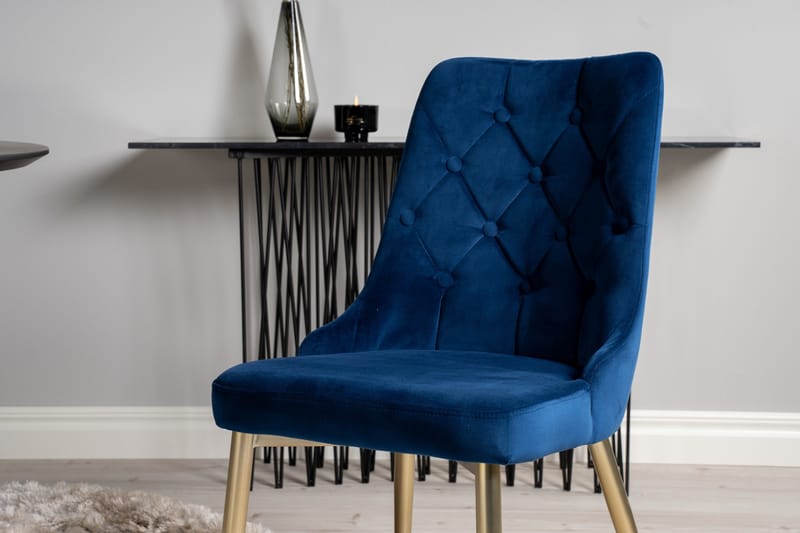 Dipp Matgrupp 115 cm Rund med 4 Velvet stolar - Svart - Möbler - Bord & matgrupp - Matgrupp