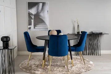 Dipp Matgrupp 115 cm Rund med 4 Velvet stolar - Svart - Möbler - Bord & matgrupp - Matgrupp