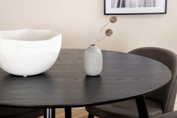 Dipp Matgrupp 115 cm Rund med 4 Velvet stolar - Svart - Möbler - Bord & matgrupp - Matgrupp