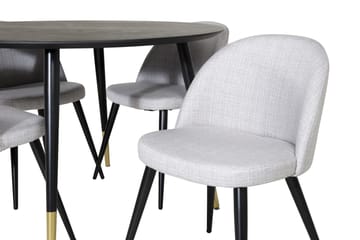 Dipp Matgrupp 115 cm Rund med 4 Velvet Stolar - Svart - Möbler - Bord & matgrupp - Matgrupp