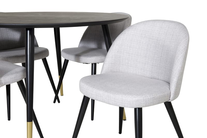 Dipp Matgrupp 115 cm Rund med 4 Velvet Stolar - Svart - Möbler - Bord & matgrupp - Matgrupp