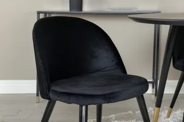Dipp Matgrupp 115 cm Rund med 4 Velvet stolar - Svart/Guld - Möbler - Bord & matgrupp - Matgrupp
