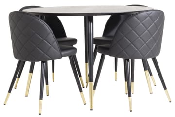Dipp Matgrupp 115 cm Rund med 4 Velvet stolar