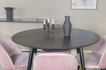 Dipp Matgrupp 115 cm Rund med 4 Velvet stolar - Svart/Guld - M�öbler - Bord & matgrupp - Matgrupp