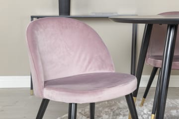 Dipp Matgrupp 115 cm Rund med 4 Velvet stolar - Svart/Guld - Möbler - Bord & matgrupp - Matgrupp