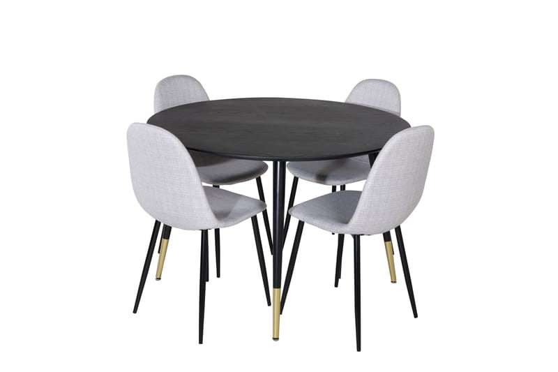 Dipp Matgrupp 115 cm Rund med 4 Polar stolar, Svart/Guld