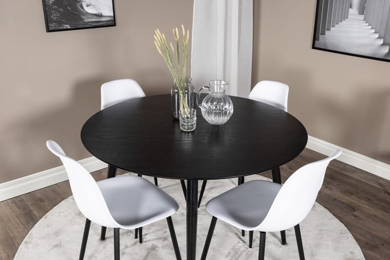 Dipp Matgrupp 115 cm Rund med 4 Polar stolar - Svart - Möbler - Bord & matgrupp - Matgrupp